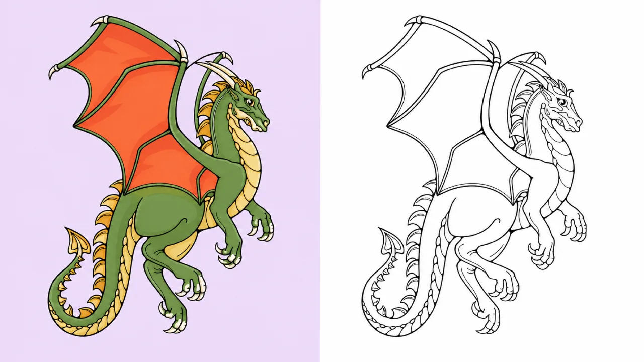 Schöner Drache mit großen Flügeln