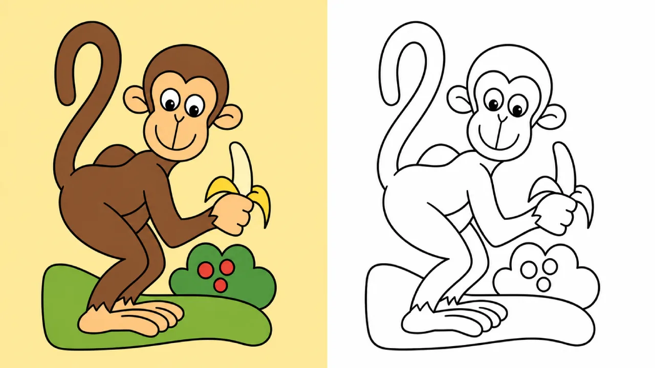 Junger Affe isst eine Banane