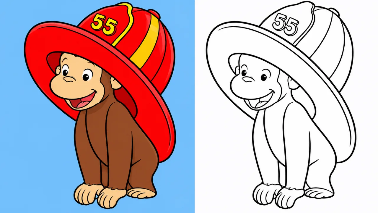 Kleiner Affe mit Feuerwehrhelm