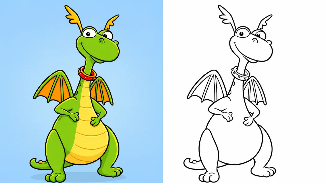 Lächelnder Drache mit kleinen Flügeln