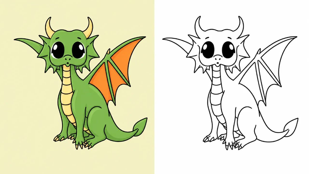 Niedlicher Drache mit großen Augen